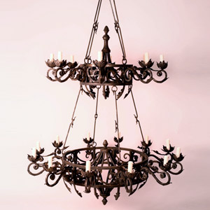 elegancia magnifica - wrought iron chandelier - custom double tier chandelier